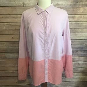 J Crew Boy Shirt Color block Oxford Pink Orange
